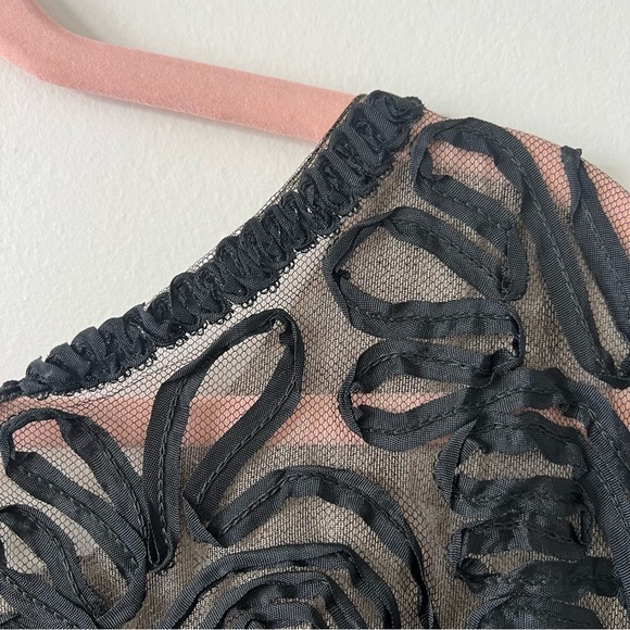 Vintage 1950’s Ribbon Party Dress, LBD, Soutache Cocktail, Black Mesh, M/LG - Picture 5 of 9